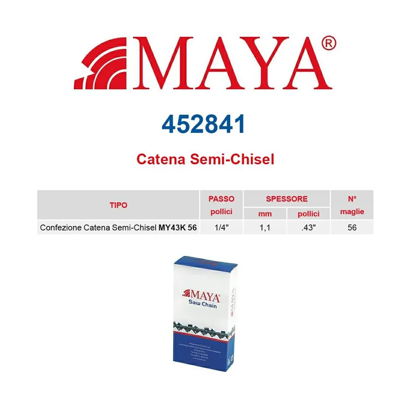 Catena confezionata motosega 1/4″ MAYA – 452841 Finale Uitverkoop