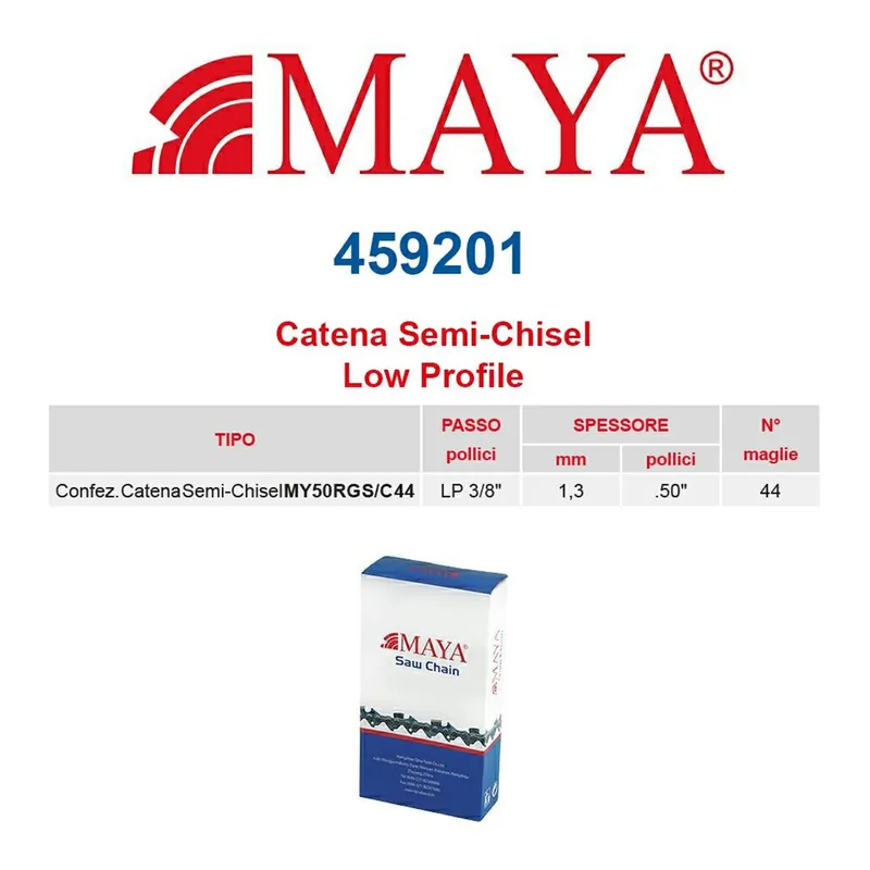 Catena confezionata LP 3/8″ 1.3 mm – .050″ 44 maglie con antirimbalzo profilo Semi tondo – 459201 Favoriet