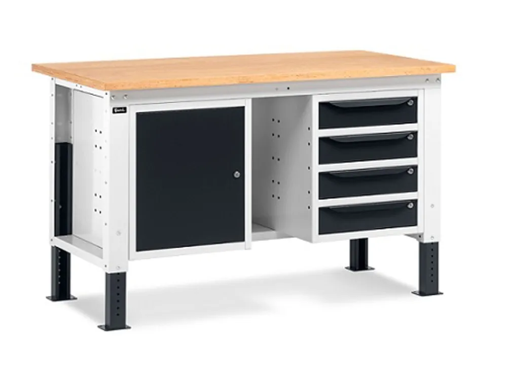 Banco Work Up 1505 piano Multiplex mm.1500x750x732/1107H - Grigio RAL7035+RAL7016 Flitsaanbieding