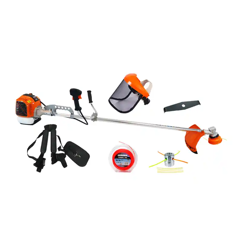 Uitverkoop Decespugliatore a benzina 58cc Manubrio 32mm + Filo in nylon + Disco a 2 punte + Testa in alluminio + Maschera