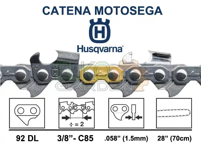 Aanbieding CATENA MOTOSEGA HUSQVARNA X-CUT C85 92 MAGLIE 70CM 3/8" 1.5MM