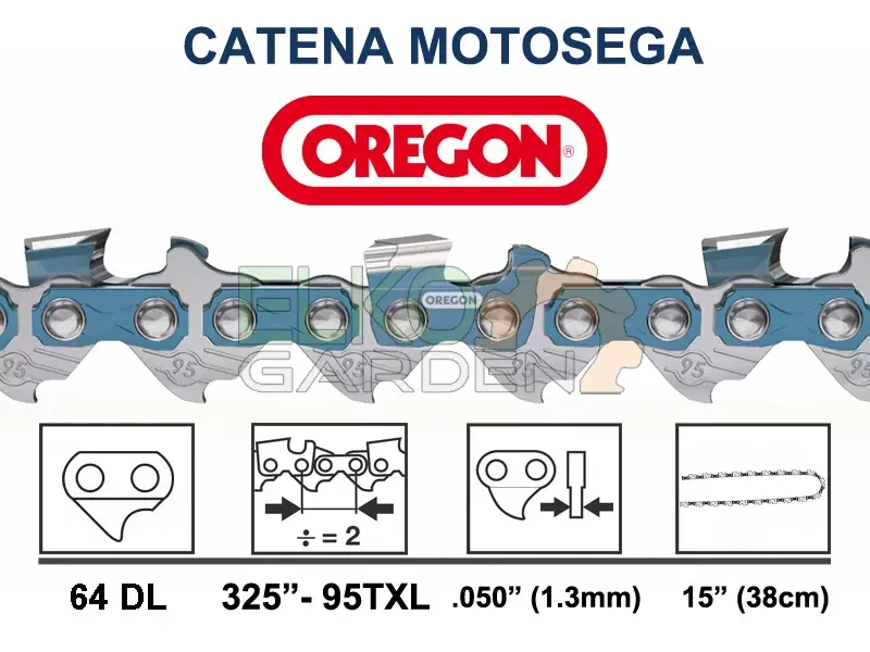 Merkproduct CATENA MOTOSEGA OREGON SPEEDCUT 95TXL 64 MAGLIE 38 CM 325" 1.3MM