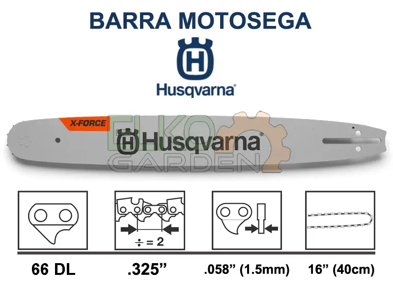 Beperkt Aanbod BARRA MOTOSEGA HUSQVARNA X-FORCE .325" 40CM 66 MAGLIE 1.5MM 582086966