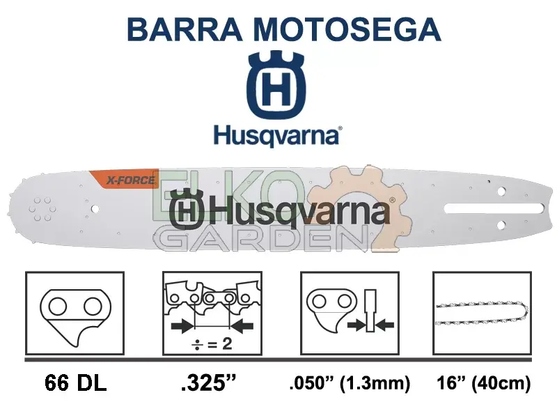 BARRA MOTOSEGA HUSQVARNA X-FORCE 40CM 66 MAGLIE .325" 1.3MM Alleen Vandaag