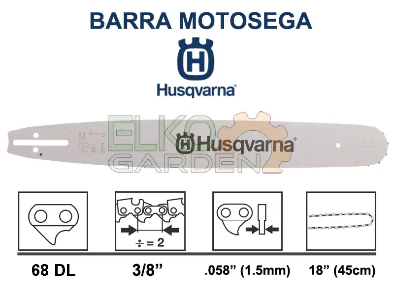 BARRA MOTOSEGA HUSQVARNA X-FORCE PRO 45CM 3/8 1,5 68E ATTACCO PICCOLO 585943468 Gereduceerde Prijs