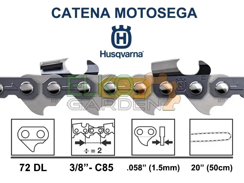 Goedkoop CATENA MOTOSEGA HUSQVARNA X-CUT C85 72 MAGLIE 50CM 3/8" 1.5MM