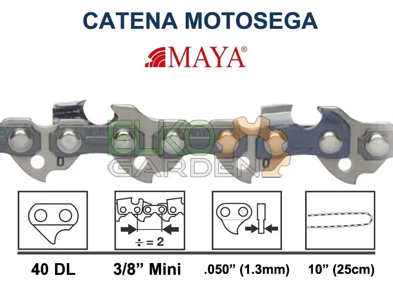 CATENA MOTOSEGA MAYA MY50RG S/C 40 MAGLIE 25CM 3/8" MINI 1.3MM Nu Kopen