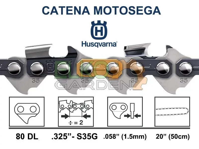 Koop Online CATENA MOTOSEGA HUSQVARNA X-CUT S35G 80 MAGLIE 50Cm 325‘‘ 1.5MM 585639580