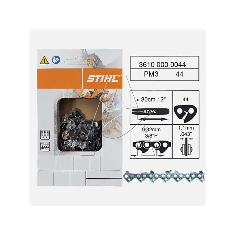 Catena di taglio Stihl Picco Mini Micro 3 - 3/8" - 1,1 mm - 44 Maglie - Spranga 30 cm - Originale Stihl Dagaanbieding