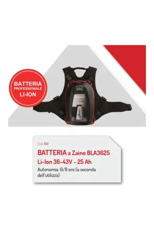 Batteria a zaino Li-Ion 36-43V - 25 Ah Autonomia 8 ore Mod. BLA3625 Aima Op = Op
