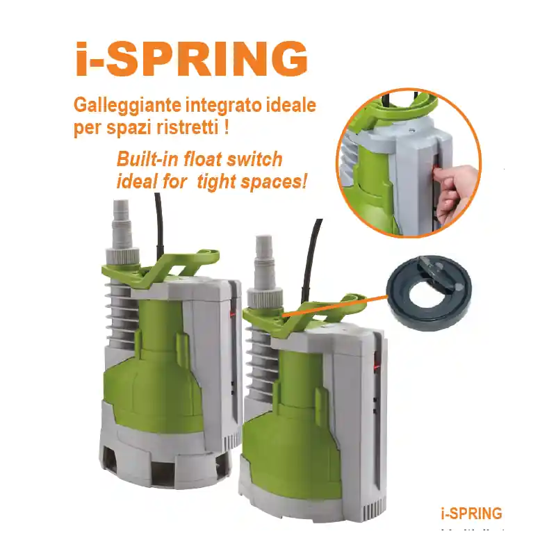 Finale Uitverkoop GLONG I-SPRING 130 - Elettropompa sommergibile per acque Chiare e Sporche 0,36 Hp con Galleggiante