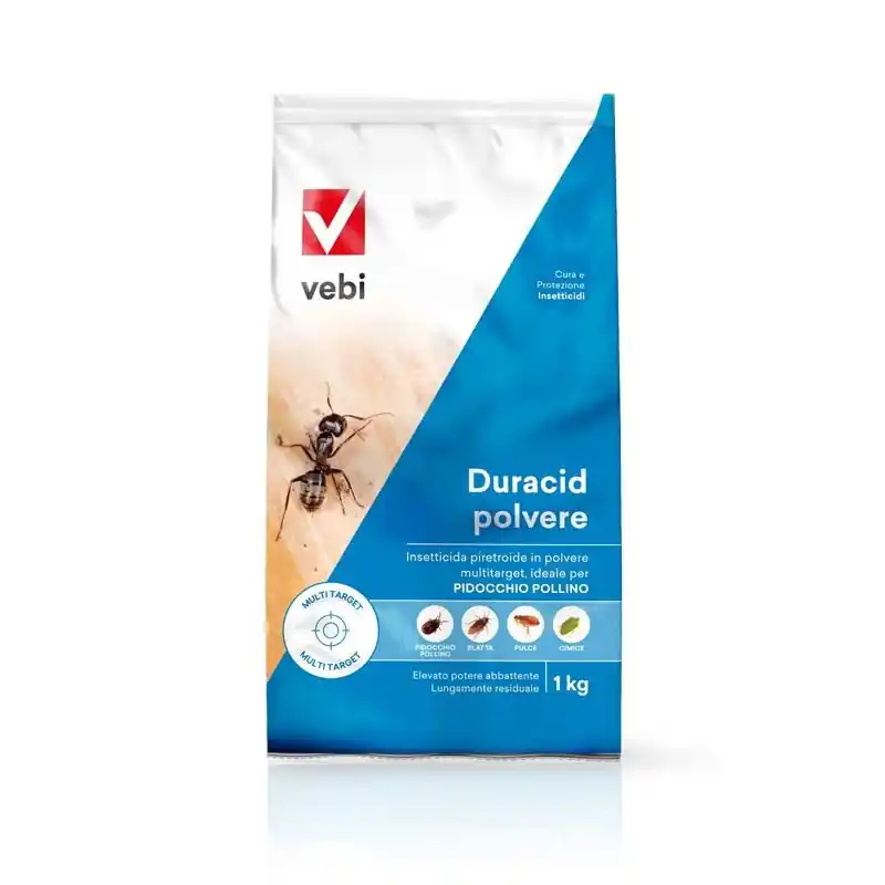 Betrouwbaar Duracid Polvere PW - Insetticida piretroide pronto all‘uso contro Formiche, Cimici, Blatte, Pulci e Pidocchi - Vebi 1 Kg