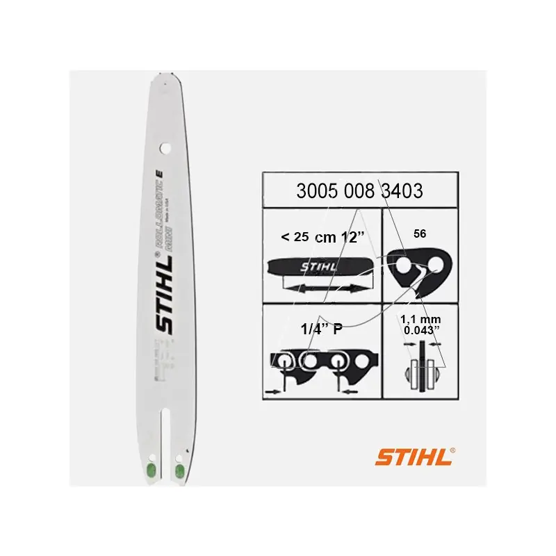 Speciale Aanbieding Spranga di Guida Stihl Rollomatic E Mini 25 cm - 1/4" - 1,1 mm - 3005 008 3403