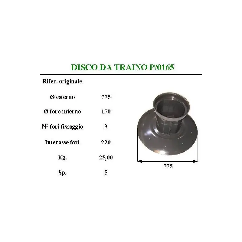 DISCO TRAINO P.Z. 165 CON TAMBURO Premium