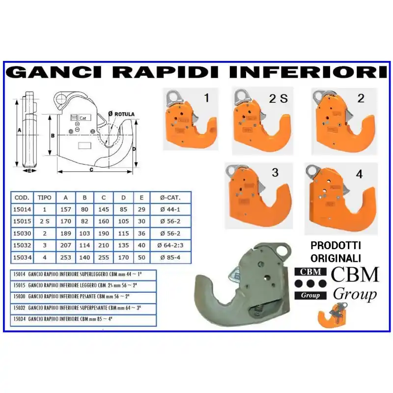 GANCIO RAPIDO INFERIORE SUPERLEGGERO CBM mm 44 ~ 1ª Aanbieding