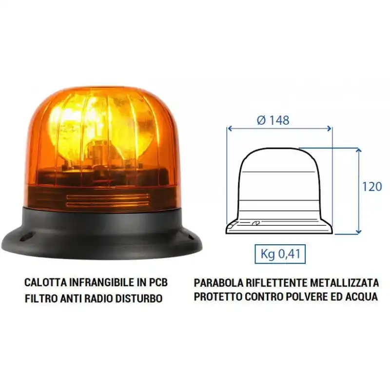 FARO ROTANTE EUROROT SIRENA CON BASE CON VITI + LAMPADINA Must-Have